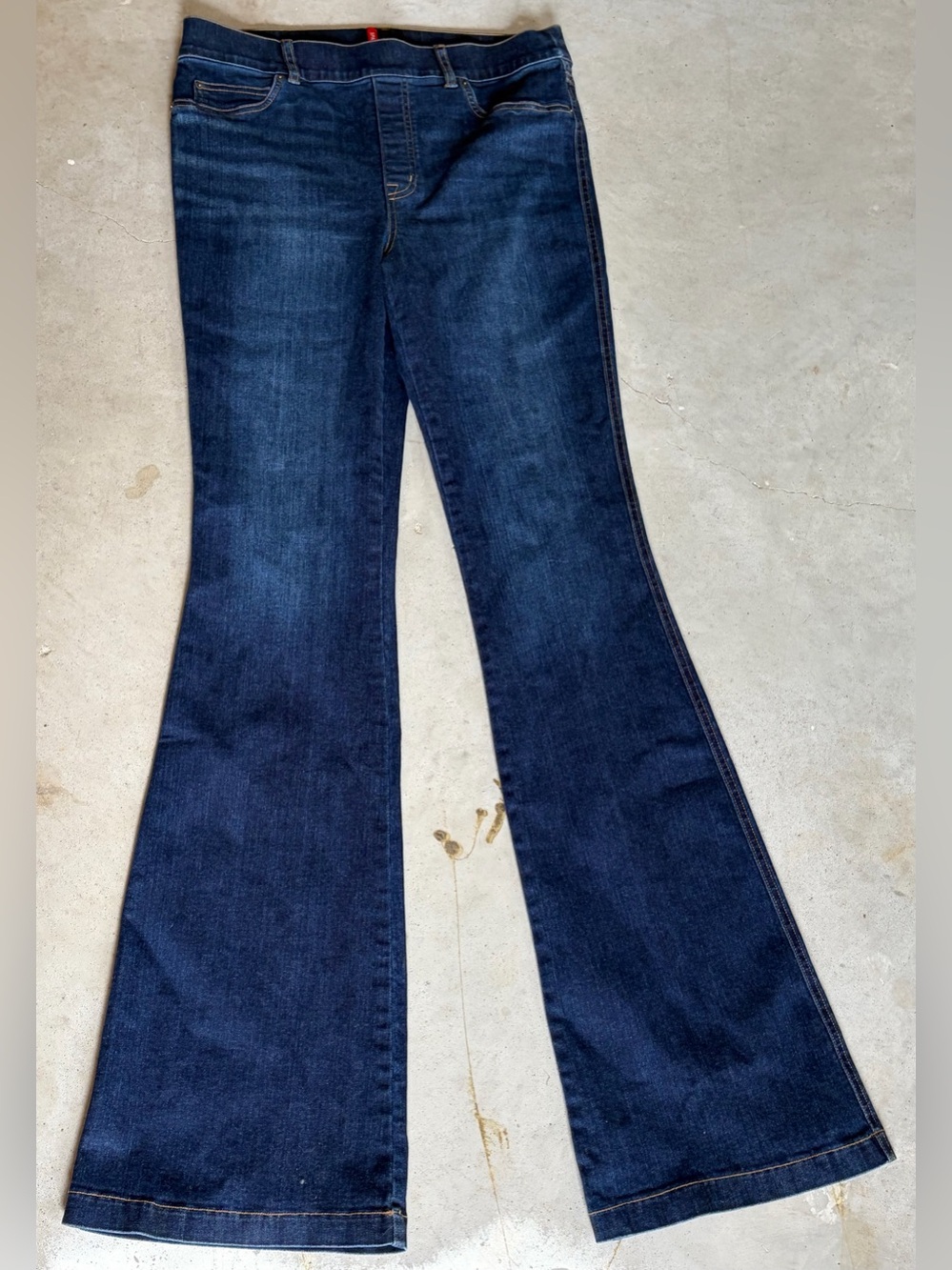 Spanx Pull On Flare Jeans Dark Wash Tall Large